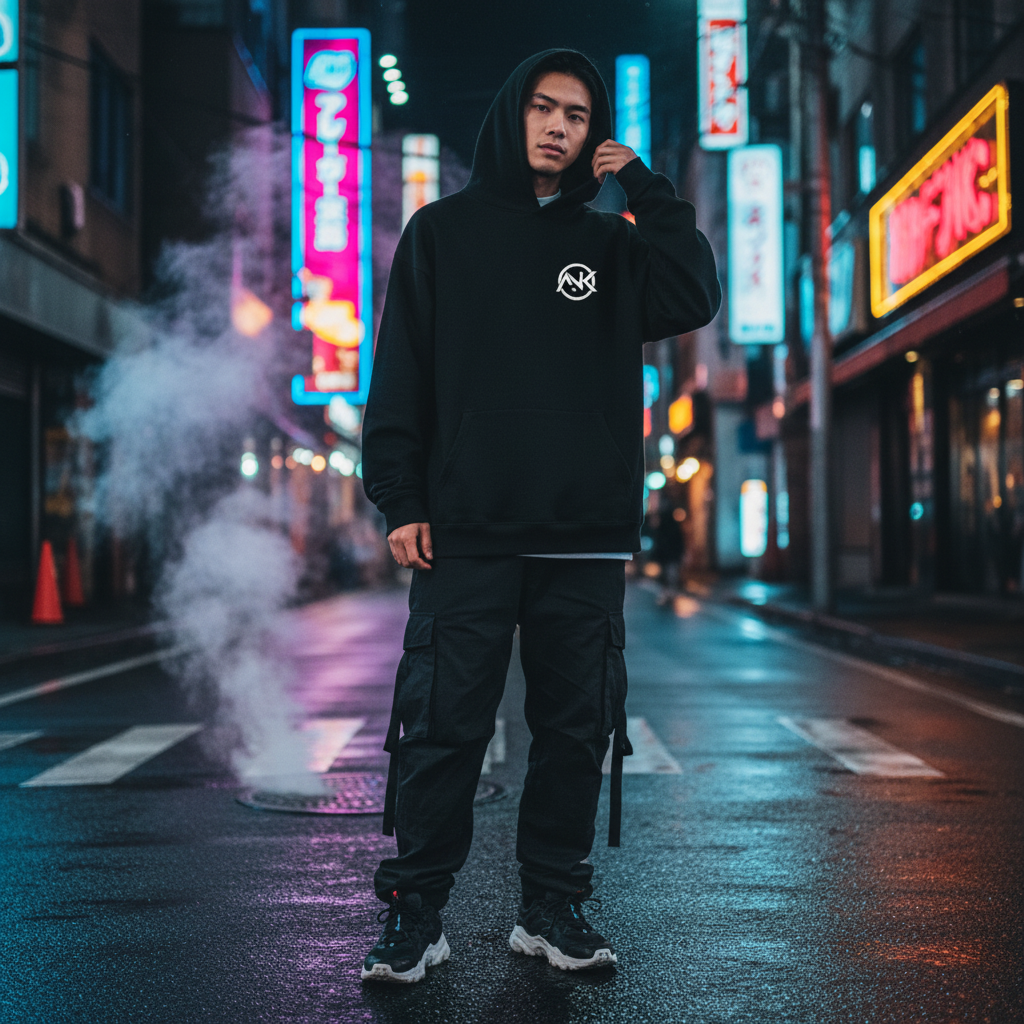 Hoodie Aniki lifestyle urbain logo ANK blanc côté cœur